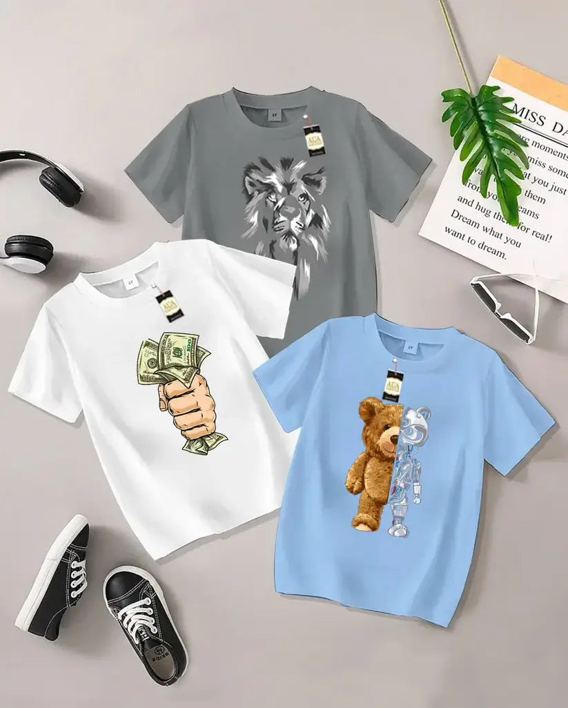 Pack of 5 Random Color T-shirt & Print for Kids