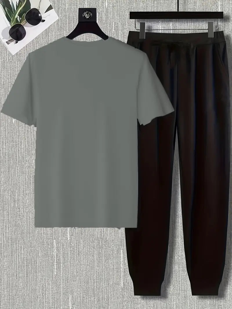 Men's Summer Comfortable Long Pants & T-shirt Fashion Two-Piece