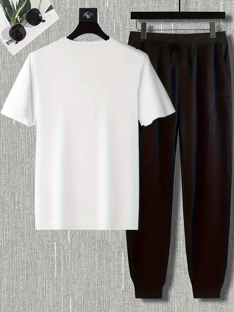 Men's Summer Comfortable Long Pants & T-shirt Fashion Two-Piece