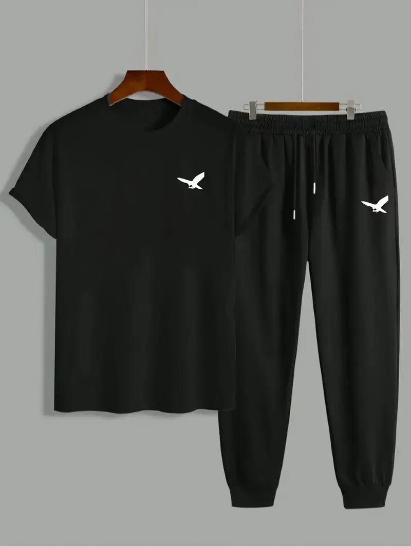 Men's Summer Comfortable Long Pants & T-shirt Fashion Two-Piece