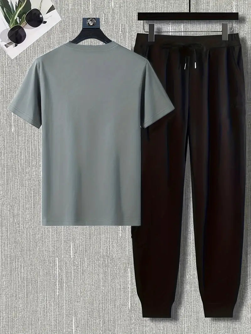 Men's Summer Comfortable Long Pants & T-shirt Fashion Two-Piece