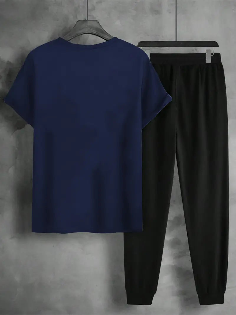 Men's Summer Comfortable Long Pants & T-shirt Fashion Two-Piece