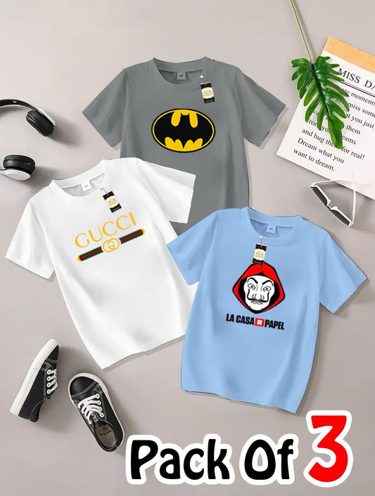 Pack of 3 Printed T-Shirts for Kids 010
