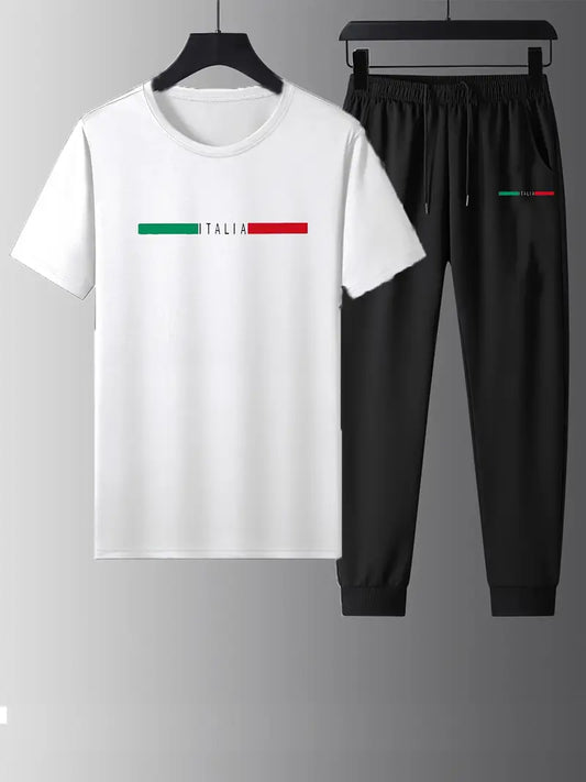 Men's Summer Comfortable Long Pants & T-shirt Fashion Two-Piece