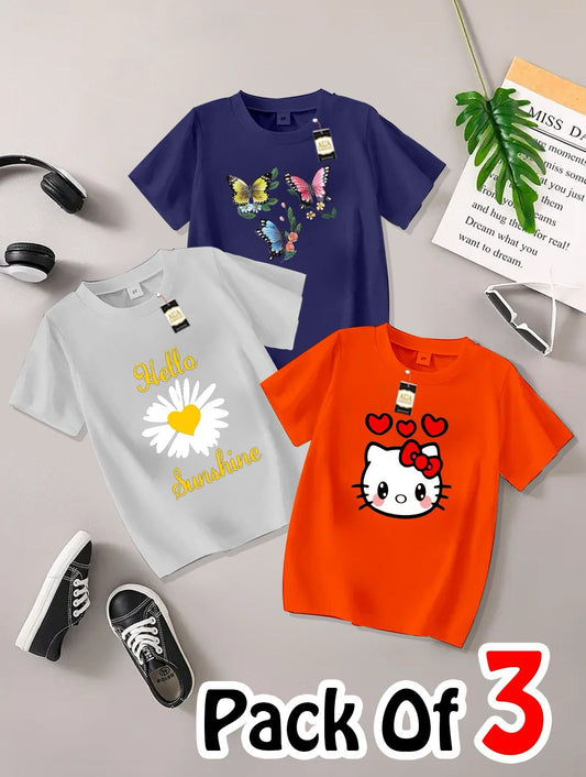 Pack of 3 Printed T-Shirts for Kids 019
