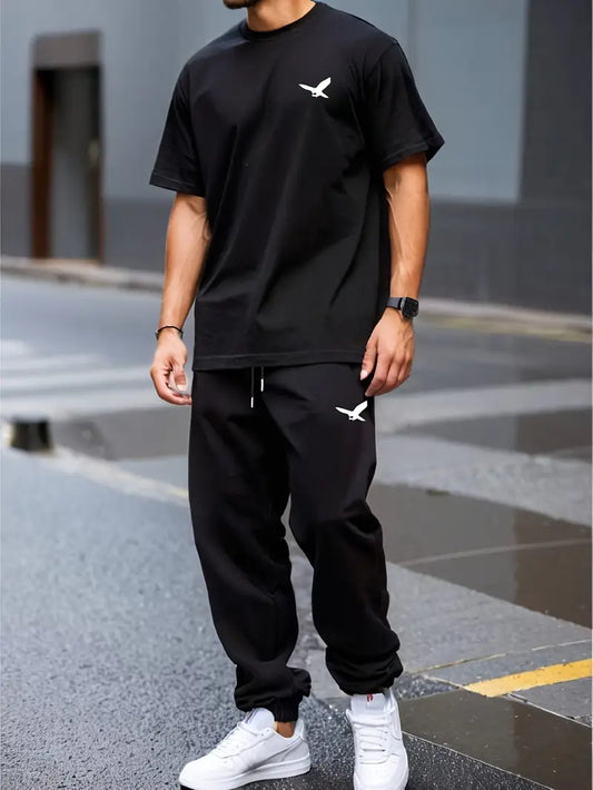 Men's Summer Comfortable Long Pants & T-shirt Fashion Two-Piece