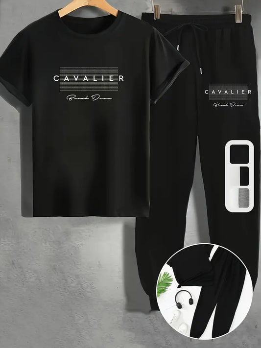 Men's Summer Comfortable Long Pants & T-shirt Fashion Two-Piece