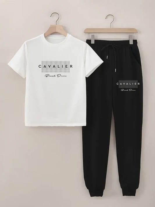 Men's Summer Comfortable Long Pants & T-shirt Fashion Two-Piece