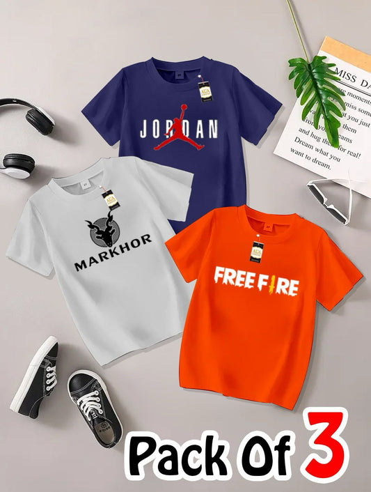 Pack of 3 Printed T-Shirts for Kids 002