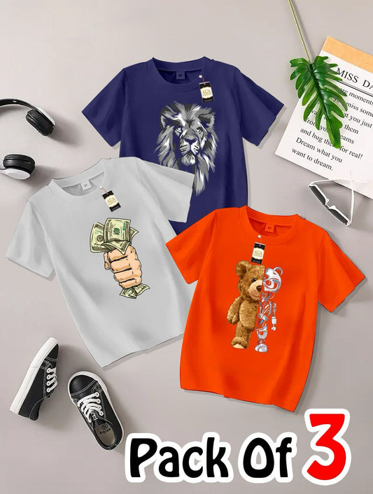 Pack of 3 Printed T-Shirts for Kids 003