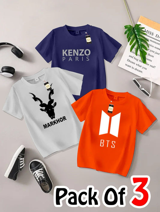 Pack of 3 Printed T-Shirts for Kids 004