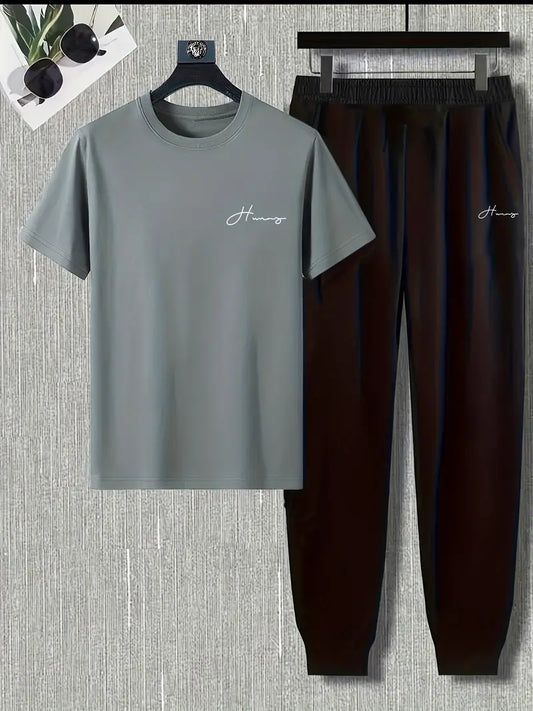 Men's Summer Comfortable Long Pants & T-shirt Fashion Two-Piece