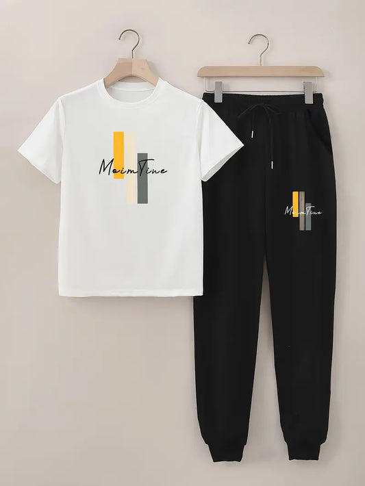 Men's Summer Comfortable Long Pants & T-shirt Fashion Two-Piece