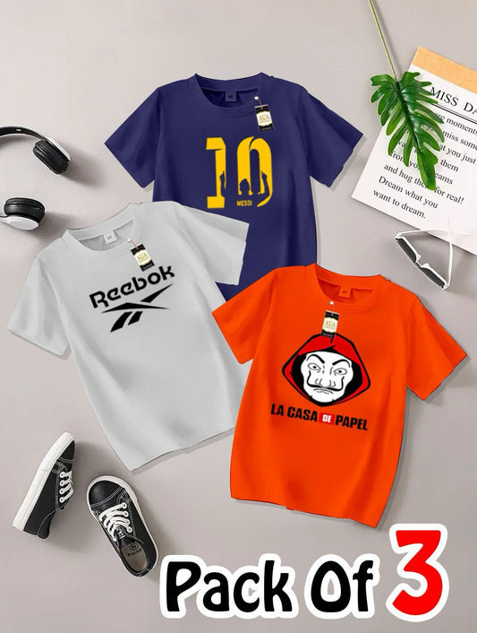 Pack of 3 Printed T-Shirts for Kids 007