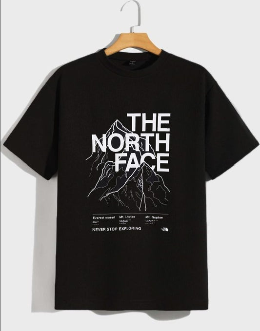 Black Round Neck Printed T-shirt