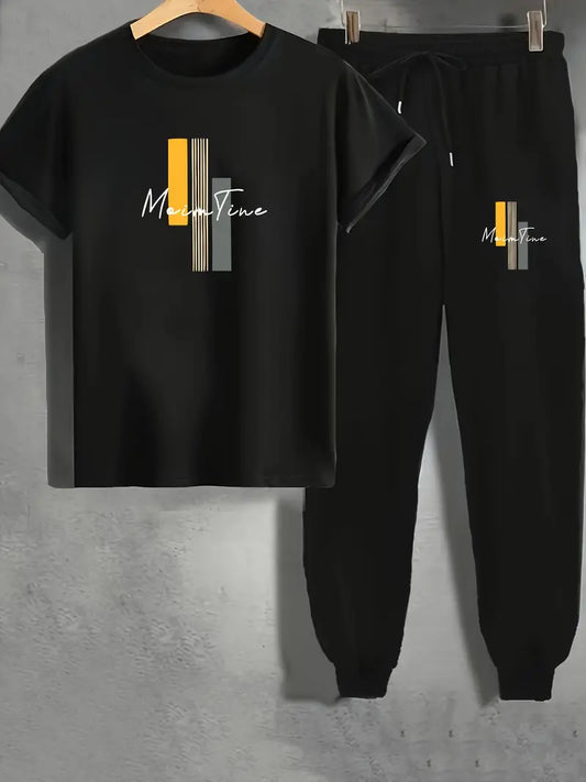 Men's Summer Comfortable Long Pants & T-shirt Fashion Two-Piece