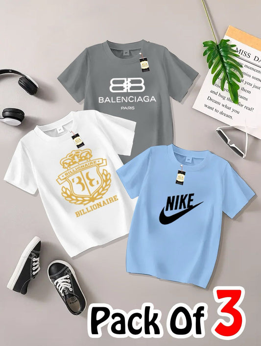 Pack of 3 Printed T-Shirts for Kids 009
